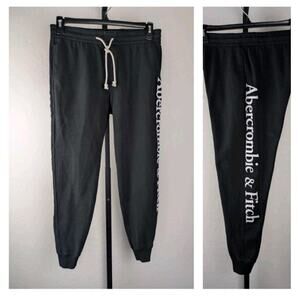 Abercrombie and Fitch men's Small black Jogger Sweat Pants Logo Spell Out